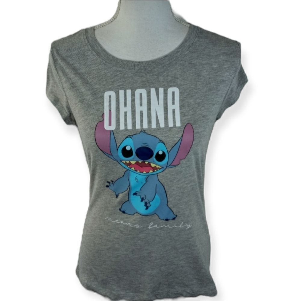 DISNEY STITCH OHANA GRAY T-SHIRT SZ.L EUC